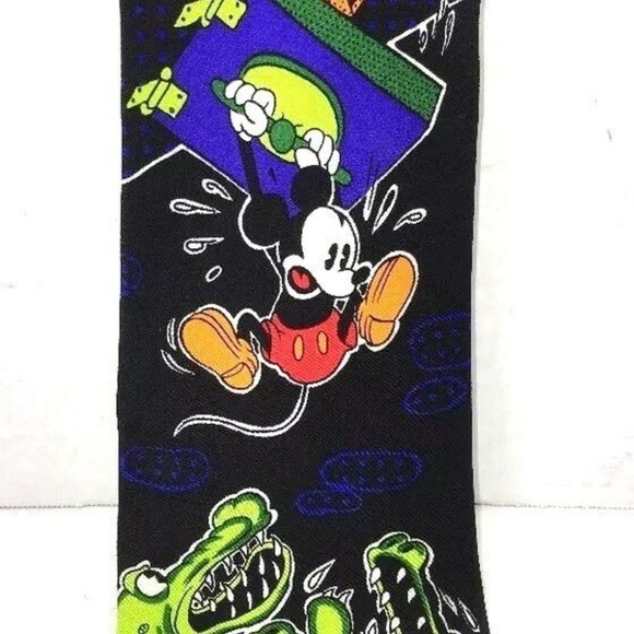 MICKEY MOUSE with DRAGONS Blue Polkadot Silk Tie - Picture 1 of 8